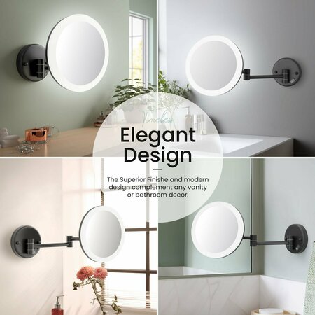 Kibi Circular LED Wall Mount One Side 5x Magnifying Make Up Mirror - Matte Black KMM102MB